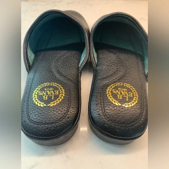 NEW LB Evans Black Leather Aristocrat Smoking Comfort Men's Slippers Size 9 - Picture 6 of 6